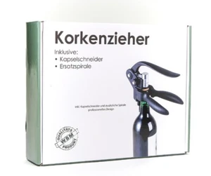 Korkenzieher 3-tlg. mit Folien-/Kapselschneider & Ersatzspirale Weinöffner - Bild 1 von 2