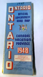 1948 Ontario Official Government Road Map In Great Condition Vintage - Bild 1 von 7