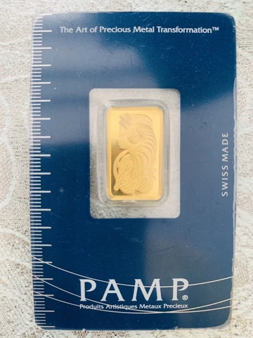 5 Gram Pamp Suisse 0.9999 Gold Bar With Lady Fortuna (Sealed in Assay) Cover