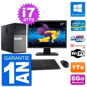 PC tour DELL 9020 Bildschirm 27 " Intel i7-4770 RAM 8Go Disc 1To Windows 10 Wifi - Bild 1 von 3