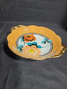 VTG Noritake Lusterware 10" Serving / Fruit Bowl Dual Handles Handpainted Japan  - Picture 1 of 5