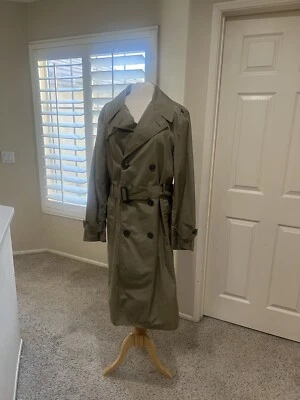 Abrigo gabardina vintage para mujer verde oliva chaqueta impermeable sobre abrigo invierno mediano Foto 1 de 4