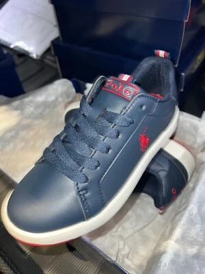 Zapatos Polo Ralph Lauren azul marino/rojo para niños talla 3US/EU34 Foto 1 de 2