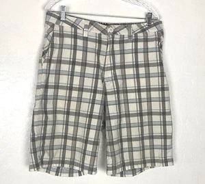 QUIKSILVER Men Plaid Checker Shorts Sz 32 Gray Blue Summer Beachy Surf 49-4 - Picture 1 of 9