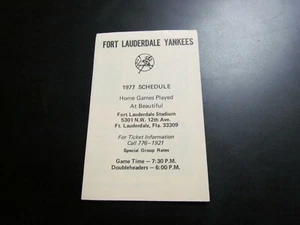 1977 Fort Lauderdale Yankees  Pocket Schedule  - Picture 1 of 2