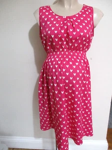 NEW LOOK MATERNITYBRIGHT PINK & WHITE HEART SLEEVELESS TEA DRESS SIZE 12 - Picture 1 of 2