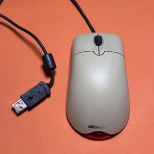 Microsoft White Wheel Mouse Optical USB and PS/2 Compatible - Tested - Picture 1 of 2