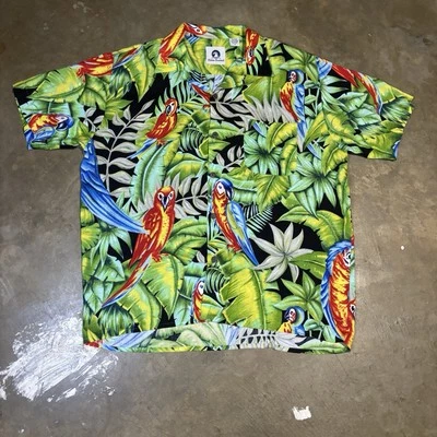Мужская гавайская рубашка на пуговицах Ocean Current Greenery Parrot M 100% вискоза - Изображение 1 из 4