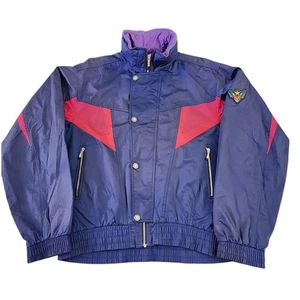 Vintage 80s Asics Blue Star Pattern Patch Ski Snow Winter Jacket Men Size XL - Picture 1 of 15