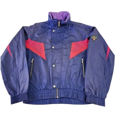 Vintage 80s Asics Blue Star Pattern Patch Ski Snow Winter Jacket Men Size XL - Image 1 of 4