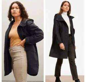 Everlane ReNew Long Anorak Coat Black Size M Hooded Water-Resistant Jacket - Picture 1 of 10