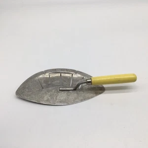 Vtg Foley Aluminum Hand Held Pot Pan Strainer Yellow wood Handle 1950s USA READ - Picture 1 of 6