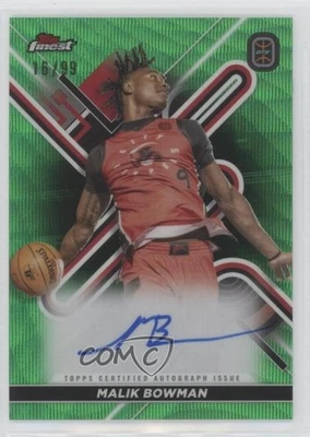 2022 Topps Finest OTE Overtime Elite Green Wave Refractor /99 Malik Bowman Auto - Image 1 of 2