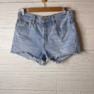 Levis Shorts Womens Size W29 Light Wash Button Fly 100% Cotton Cut Off - Picture 1 of 15