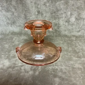 Vintage 1920 Imperial Cristal Doble Pergamino Rosa Candelabro Corte Floral... - Imagen 1 de 4