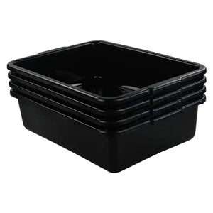 Caja de autobús de plástico 13L lavabo comercial bolsa bañera paquete de 4 negro resistente - Imagen 1 de 7