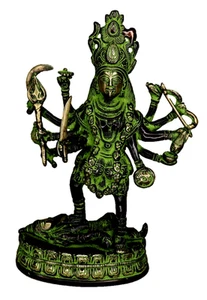 Brass Handmade Kali Kalika Stepping on Shiva Chest Figure Mahakali Statue BA545 - Picture 1 of 9