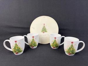 Pottery Barn Holiday Christmas Tree Mugs Gobelets Set Of 4 w/ Original Box - Picture 1 of 16