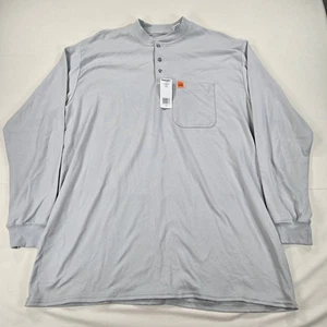 Camicia da lavoro grigia manica lunga Wrangler Flame Resistant Riggs Henley nuova con etichetta taglia XLT - Foto 1 di 7
