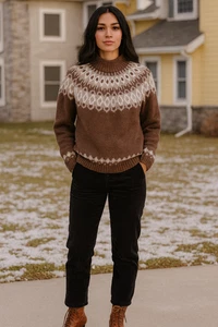 Land's End Sweater Pullover Gr. Large dick nordisch isländisch Fair Isle - Bild 1 von 6