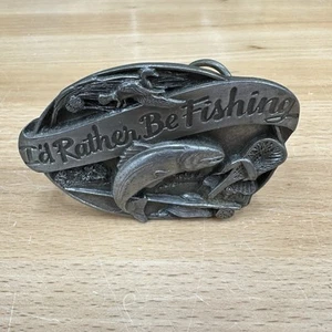 1985 SISKIYOU BUCKLE CO. I'd Rather Be Fishing Belt Buckle USA Made Vintage M-30 - Picture 1 of 4