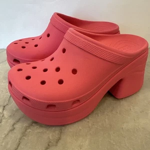 NUOVO! CROCS SIREN CLOG donna iper rosa tacco grosso comodo slip on plateau - Foto 1 di 5