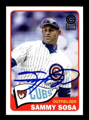 2013 Topps Archives Cubs Season Ticket Holder Sammy Sosa BAS Hand Signed Auto - Image 1 of 2