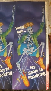 RARE 90's"KEEP OUT MY ROOM IS SHOCKING"SHEET OF SKELETON DOOR HANGERS Scholastic - Picture 1 of 10
