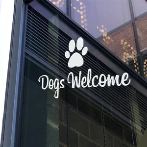 DOGS WELCOME - Geschäft Schaufenster Tür Beschilderung Vinyl Aufkleber Sticker - Bild 1 von 4