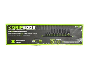 Grip Edge 10pc RPT Impact Torx/ Star Bit Socket Set w/ Rail T-20 to T-60 #IST10S - Picture 1 of 3