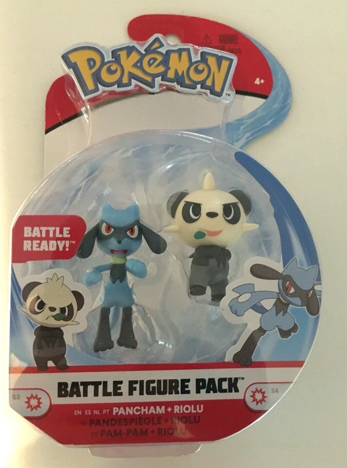 NUEVO EN CAJA Pokemon Pancham & Riolu 2 pk Minifigura Batalla Figura Paquete Juguete 2" Foto 1 de 1