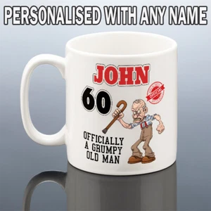 TAZA 60 CUMPLEAÑOS Hombres Divertido Cumpleaños Regalo Él Papá Abuelo 60 Gruñón Anciano Copa - Imagen 1 de 3