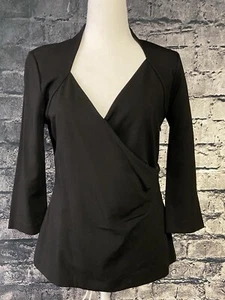 White House Black Market Womens Shirt Blouse Size Small Black Work Cocktail - Picture 1 of 11