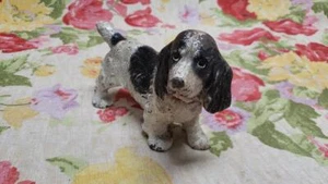 ANTIQUE HUBLEY CAST IRON BLACK WHITE COCKER SPANIEL HOME TOY DOG STATUE BOOKEND - Picture 1 of 4