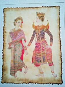 Vintage Drawing Picture Thai Art Wall Hanging Poster Coffee Paint MulberryPaper  - Picture 1 of 6