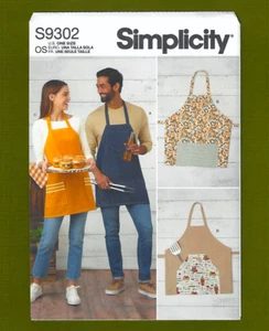 Adult BBQ Aprons Sewing Pattern, One Size Easy to Sew! Unisex - Simplicity 9302 - Picture 1 of 6