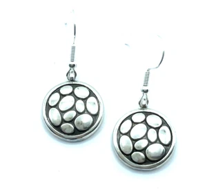 Brighton Pebble Link Dot Round Circles One-Sided Silver Custom Earrings NWOT - Picture 1 of 6