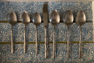 7 Pieces Barclay Geneve Bamboo Stainless 3 Tablespoons 3 Teaspoons 1 Knife Japan - Picture 1 of 3