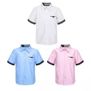 Kinder Jungen Kurzarm Hemd Freizeithemd aus Baumwolle Sommer Shirt Casual Tops - Bild 1 von 37