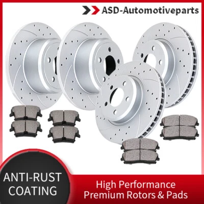 Front Rear Drilled Brake Rotors Pads Fit 2009-2020 Dodge Challenger Charger RWD Foto 1 de 4