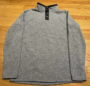 Land's End 3/4 Button Fleece Pullover Kids XL Gray New - Picture 1 of 4