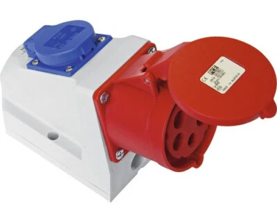 CEE Kombi WANDSTECKDOSE 16A 5POLIG 400V + integrierter SCHUKO Steckdose PCE