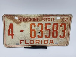 Vintage 1972 Florida Real Metal License Plate - Picture 1 of 2