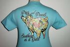 DIXIE GIRL WOMEN'S NEW PIG PEARLS SKY T-SHIRT for Southern Couture girlie girl