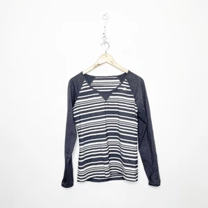 LORNA JANE Raglan Striped Long Sleeve gray activewear crew neck womens medium m - Picture 1 of 6