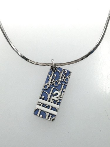 Collana Christian Dior Trotter Placca Placcata Blu Top con Donna