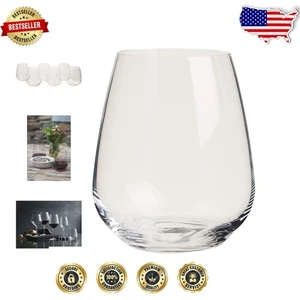 Set of 6 Elegant Stemless Cabernet Wine Glasses, 23.25 oz - Dishwasher Safe - Picture 1 of 7