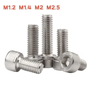 M1.2 M1.4 M2 M2.5 Socket Cap Head Screw Hex Allen Bolt A2 Stainless Steel DIN912 - Picture 1 of 3