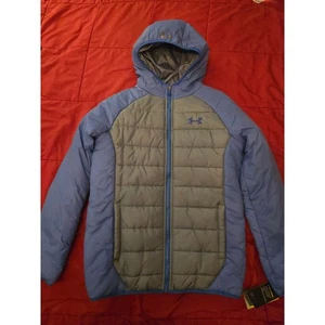 Neu mit Etikett - Under Armour - Jugend L Cold Gear Storm Kapuzenpuffer - blau grau - Bild 1 von 11