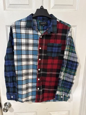Camisa Pacsun Para Hombre Mediana Multicolor Cuadros Patchwork Franela Abotonada Algodón Foto 1 de 4
